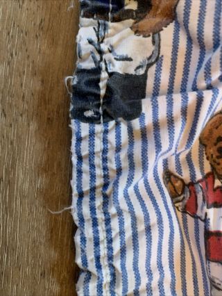 Vintage Ralph Lauren Teddy Bear Blue Stripe Queen Flat Fitted