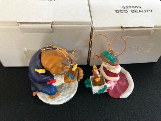Two Disney Grolier Christmas Ornaments: Beauty And The Beast