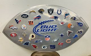 Bud Light Metal Beer Sign With Football Logos