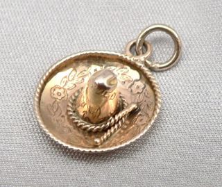 Vintage 14k Yellow Gold 3 - D Sombrero Mexican Hat Charm Pendant 1.  3g Mexico