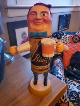 Vintage Blatz Beer Can Man Tilimac Back Bar Figure Statue 1950 