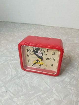 Vintage Lorus Disney Mickey Mouse Alarm Clock Red Quartz Japan Lxz101 Mini Desk