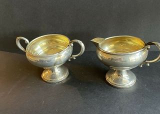 Vintage Sterling Reinforced With Cement 3277 Cream & Sugar Bowl 201 Grams
