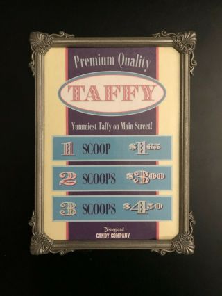 Vintage Disneyland Candy Company " Premium Quality Taffy " Sign (with Frame)