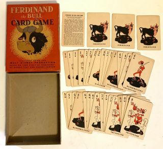 Vintage 1938 Ferdinand The Bull Card Game - Walt Disney - Whitman - No.  3905 - Usa Made