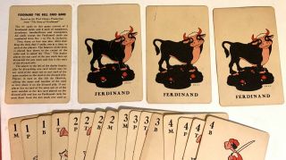 Vintage 1938 FERDINAND THE BULL Card Game - Walt Disney - WHITMAN - No.  3905 - USA MADE 2