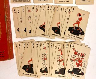 Vintage 1938 FERDINAND THE BULL Card Game - Walt Disney - WHITMAN - No.  3905 - USA MADE 3