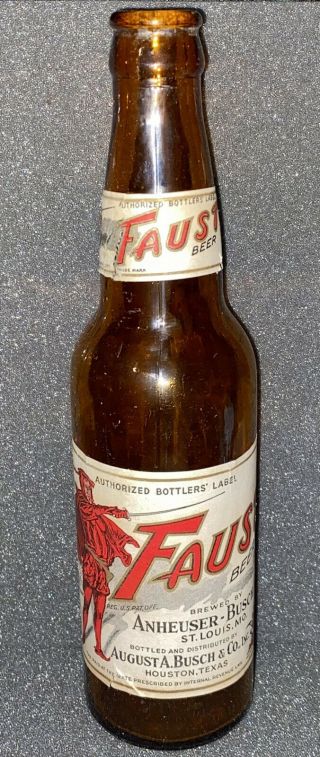 Faust Beer Bottle,  Anheuser Busch Inc. ,  St.  Louis,  Mo.  Budweiser Beer Irtp L@@k