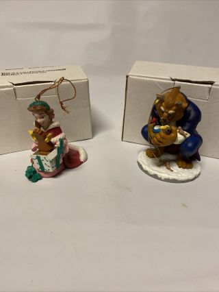 Two Disney Grolier Christmas Ornaments Beauty And The Beast