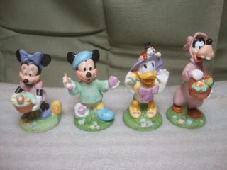 4 Vintage Schmid Walt Disney Co.  Mickey Mouse Minnie Daisy Duck Goofey Easter Fi