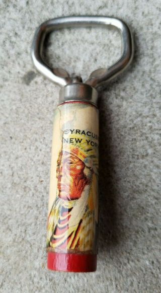 Vintage Rare Syracuse Ny Graphic Indian Head Bottle Opener Beer Soda