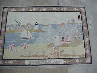 Vintage Claire Murray Hand Hooked Rug 36 " X 54 " Nautical,  Sailboats,  Lighthouse