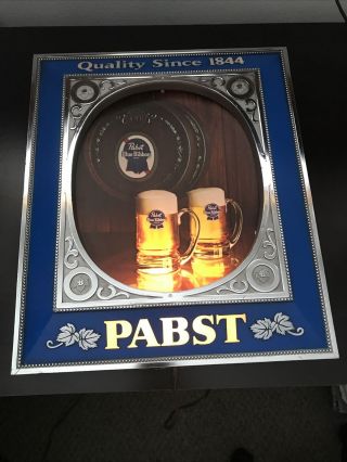 Vintage Pabst Blue Ribbon Pbr Beer Lighted Sign Light Mugs Barrel
