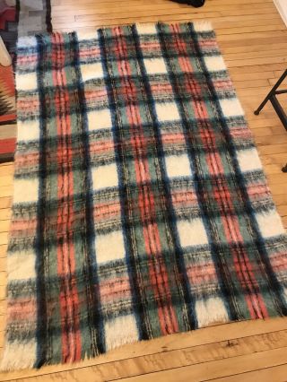 Vintage Hudson Bay Mohair Blanket Scotland Dress Stewart Tartan Plaid 50x63 