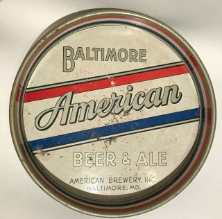 Vintage Antique American Brewery Inc Baltimore Md Beer Ale Advertising Bar Tray
