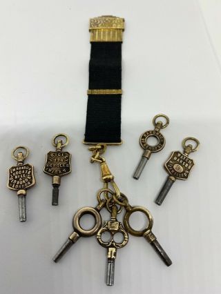 7 Antique Pocket Watch Keys Including A Benson Of London