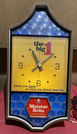 Vintage Meister Brau Beer Clock Sign Light Blatz Hamms Miller Budweiser Bud