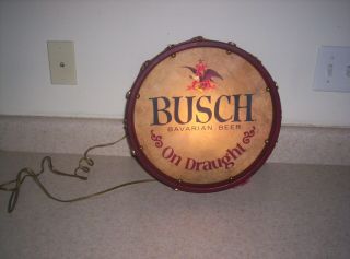 Vintage Busch Beer Light Up Drum Sign 13  X 13  X 5 1/4  In Great Shape 1976