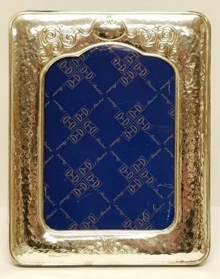 Vintage D&d Ornate Hammered 925 Sterling Silver Picture Frame Italy 9 " X 7 "