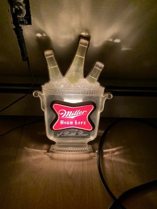 Vintage Miller High Life Lighted 3 - D Beer Bar Sign - Great