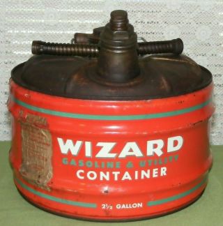 Wizard Gas Can Vintage Utility Container 2 1/2 Gallon Western Auto Outboard Farm