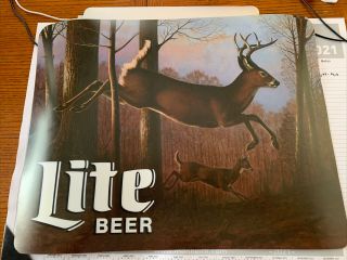 Set Of 2 Miller Lite Beer Neo Neon Insert Deer Wildlife Hunt Sign Light Buck
