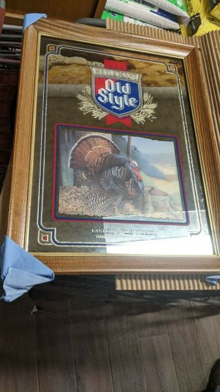 Old Style Beer Wildlife Series Eastern Wild Turkey Mirror Sign Nib 1993