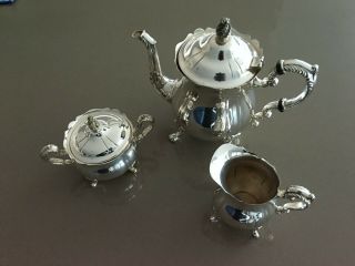 Vintage Silver Plate Tea Pot,  Sugar Bowl And Creamer Made By Viners