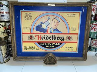 Vintage 1950s Alt Heidelberg Extra Pale Beer Advertising Sign Tacoma Wa Carling