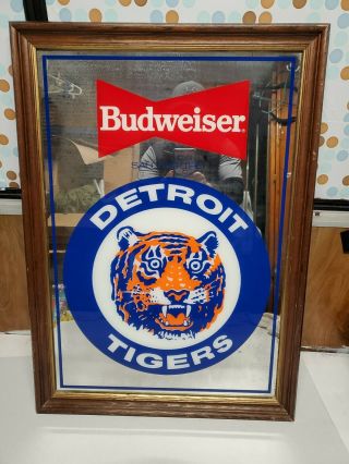 Vintage Budweiser Salutes The Detroit Tigers Mirror 28x20
