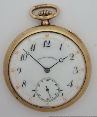 Vintage Gruen Veri Thin 15j Open Face Gold Filled Pocket Watch