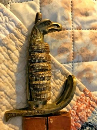 Vintage Sword With Brass And Snake Skin Handle,  Leather Sheath Hand Stitched