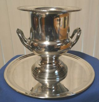 Vintage 10  Leonard Silverplate Champagne/ice Bucket With Bristol Tray By Poole