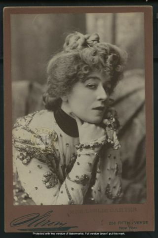 Vintage Stage Actress: Leslie Carter Cabinet Card Photo By Sarony C.  Early 1900s
