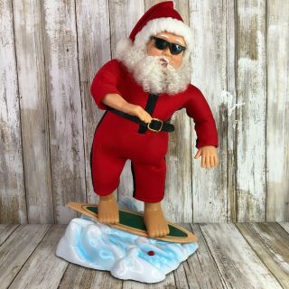 Gemmy Vintage Animated Surfing Santa Claus Limited Edition Beach Boys Song