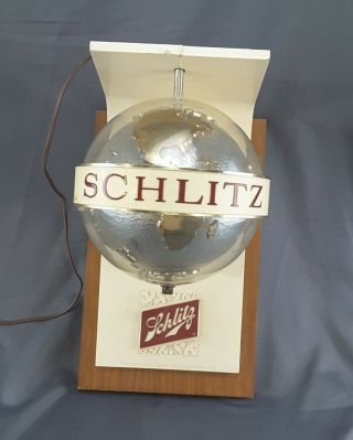 Schlitz Beer Sign Rotating Globe 1968 Wall Sconce
