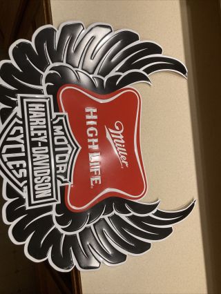 Miller High Life Harley Davidson Motorcycle Bike Beer Metal Tin Sign 25”x 23”