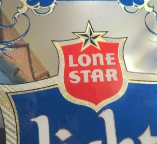 Nos Lone Star Light Beer Mirror Orig Wood Frame San Antonio Texas Bar Store Sign