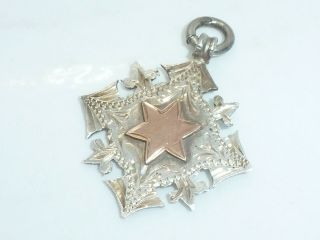 Antique Solid Silver & Gold Star Pocket Watch Fob Medal Chester 1921