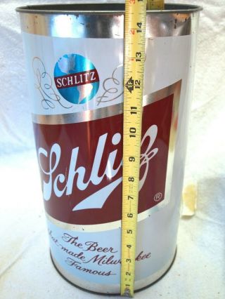 - 1950s Vintage Schlitz Beer Garbage Waste Trash Can 14 1/2 " Tall