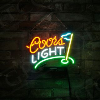 Coors Light Golf Flag Home Wall Decor Neon Open Sign Vintage Light Beer Bar Pub