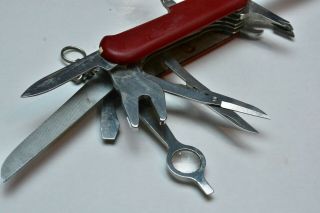 Vintage Wenger Delemont Swiss Army Knife Red Folding Pocket Knife