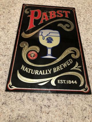 Vintage Advertising Pabst Blue Ribbon Beer Glass Bar Sign