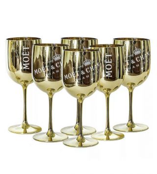 6 X Moet & Chandon Gold Ice Imperial Acrylic Champagne Glasses - Christmas Gift