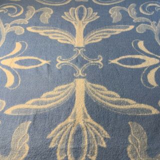 Wool Blanket “wool Of The West” Reversible.  Rare Vintage Blue Cream 76”x68”
