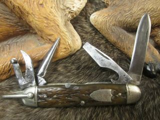 Vintage Ulster 1502 (official Boy Scout) Knife.  Dwight Divine,  Bone Handle