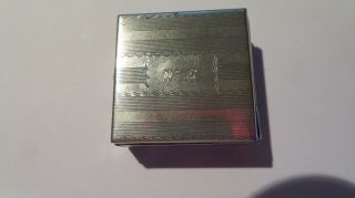 Vintage Sterling Silver Squared Pill Box / Jewelry Box / Snuff Box 1.  25 X 1.  25
