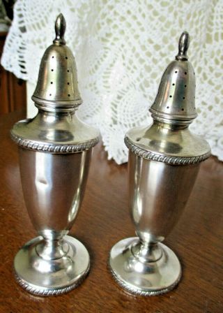 Vintage Birks Solid Sterling Silver Footed Gadroon Salt & Pepper Shakers