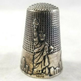 Vintage Sterling Silver Thimble Unique Long Statue Of Liberty Ny France Hallmark