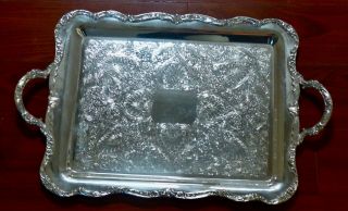 Vintage Antique Wm Rogers Silver Plated Serving Tray 23 " X 14 "